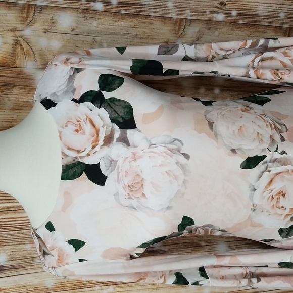 Calvin Klein Light Pink Floral Print Women's Sz. 4 3/4 Sleeve Zip-Up Dress - Picture 2 of 9